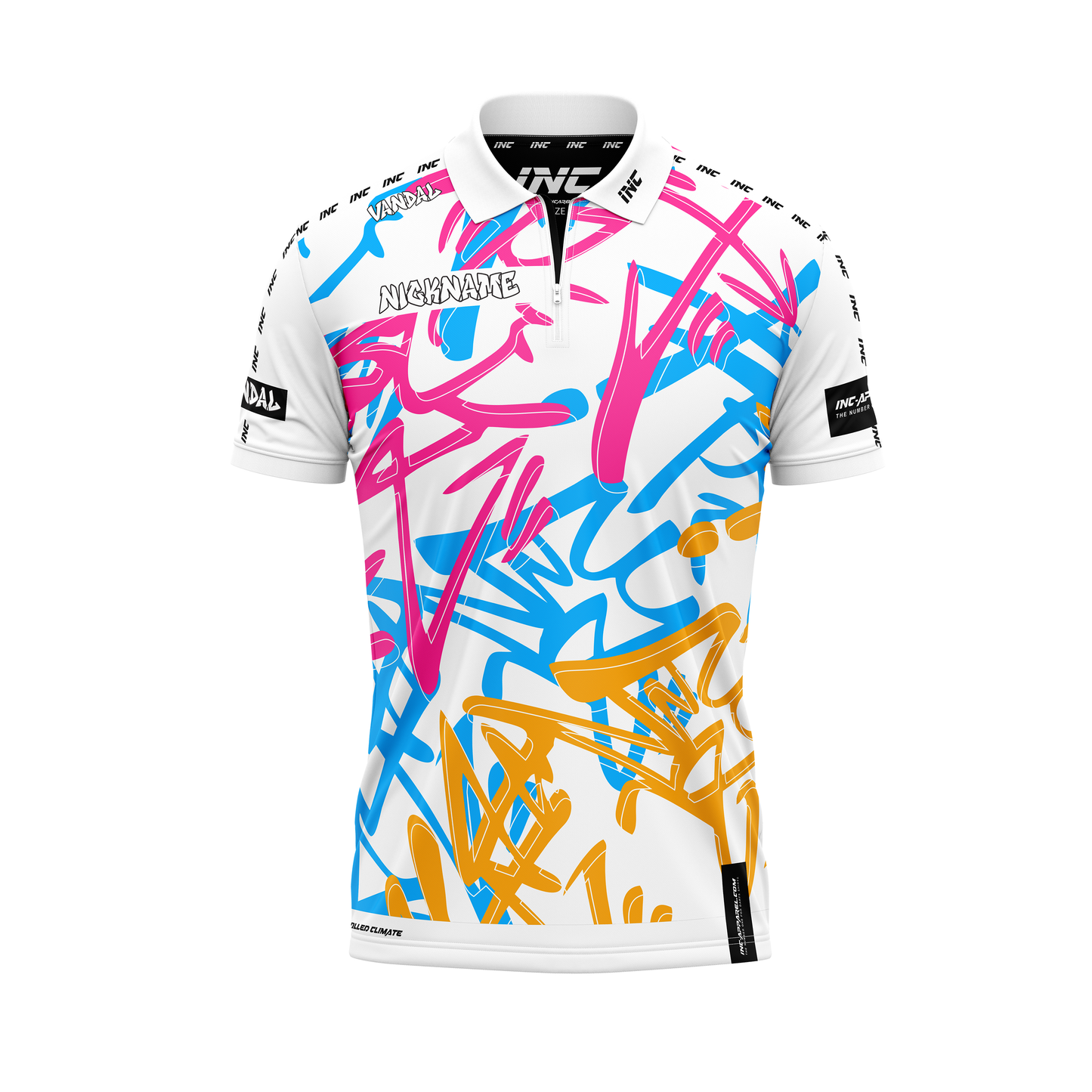 Vandal Albus Zip Polo Darts Shirt – Front View | INC-APPAREL