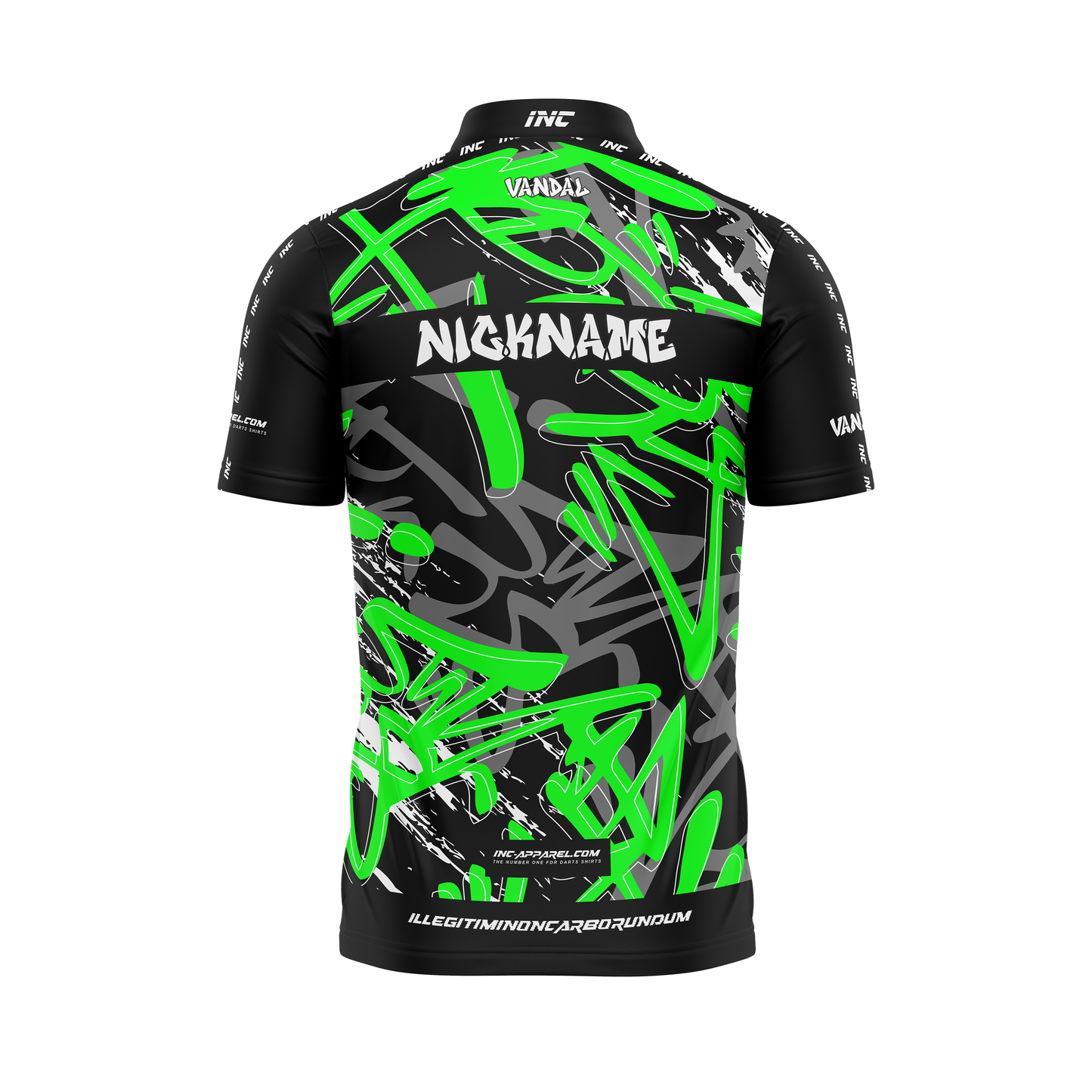 Vandal Niger et Viridis Pro1 Darts Shirt – Back View | INC-APPAREL