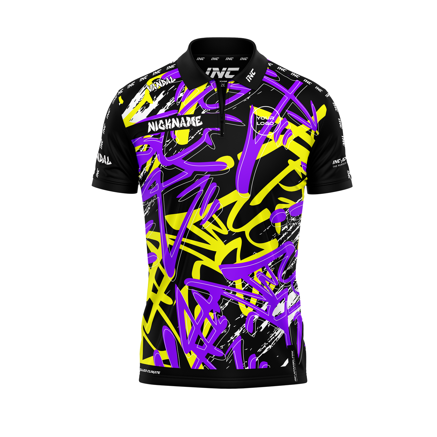 Vandal Nigrum Flavus Zip Polo Darts Shirt – Front View | INC-APPAREL