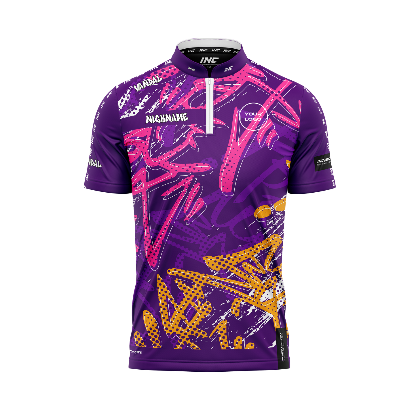 Vandal Purpura Pro1 Darts Shirt – Front View | INC-APPAREL
