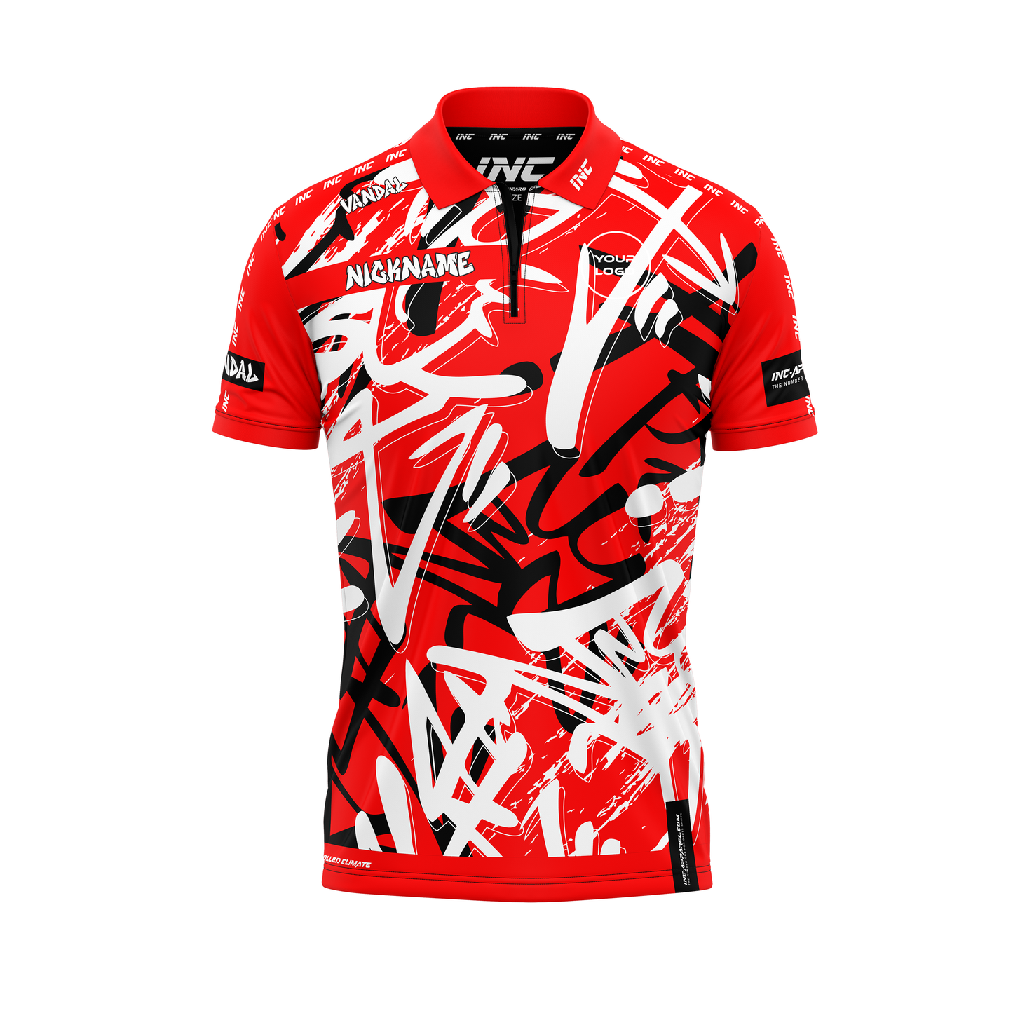 Vandal Ruber Nigrum Albus Zip Polo Darts Shirt – Front View | INC-APPAREL