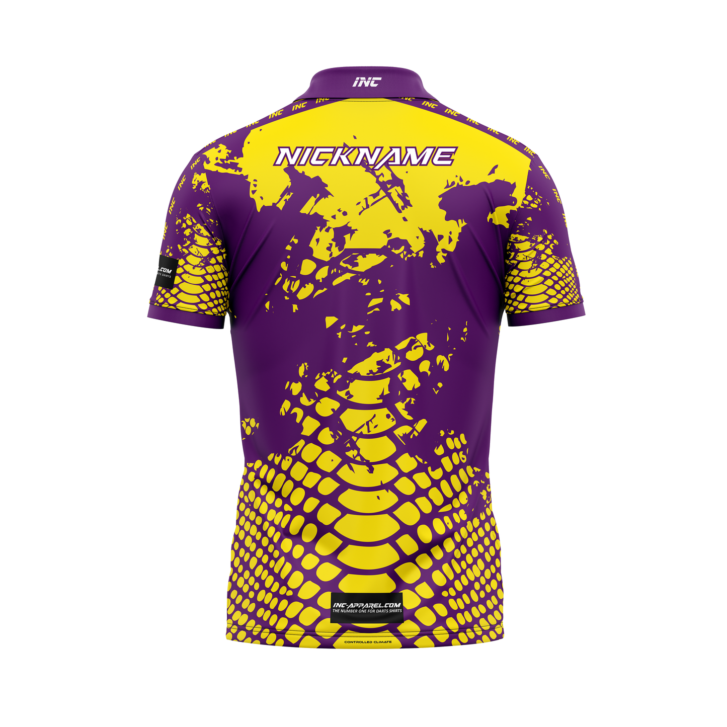 Venom Flavus Purpura Darts Zip Polo Shirt – Back View | INC-APPAREL