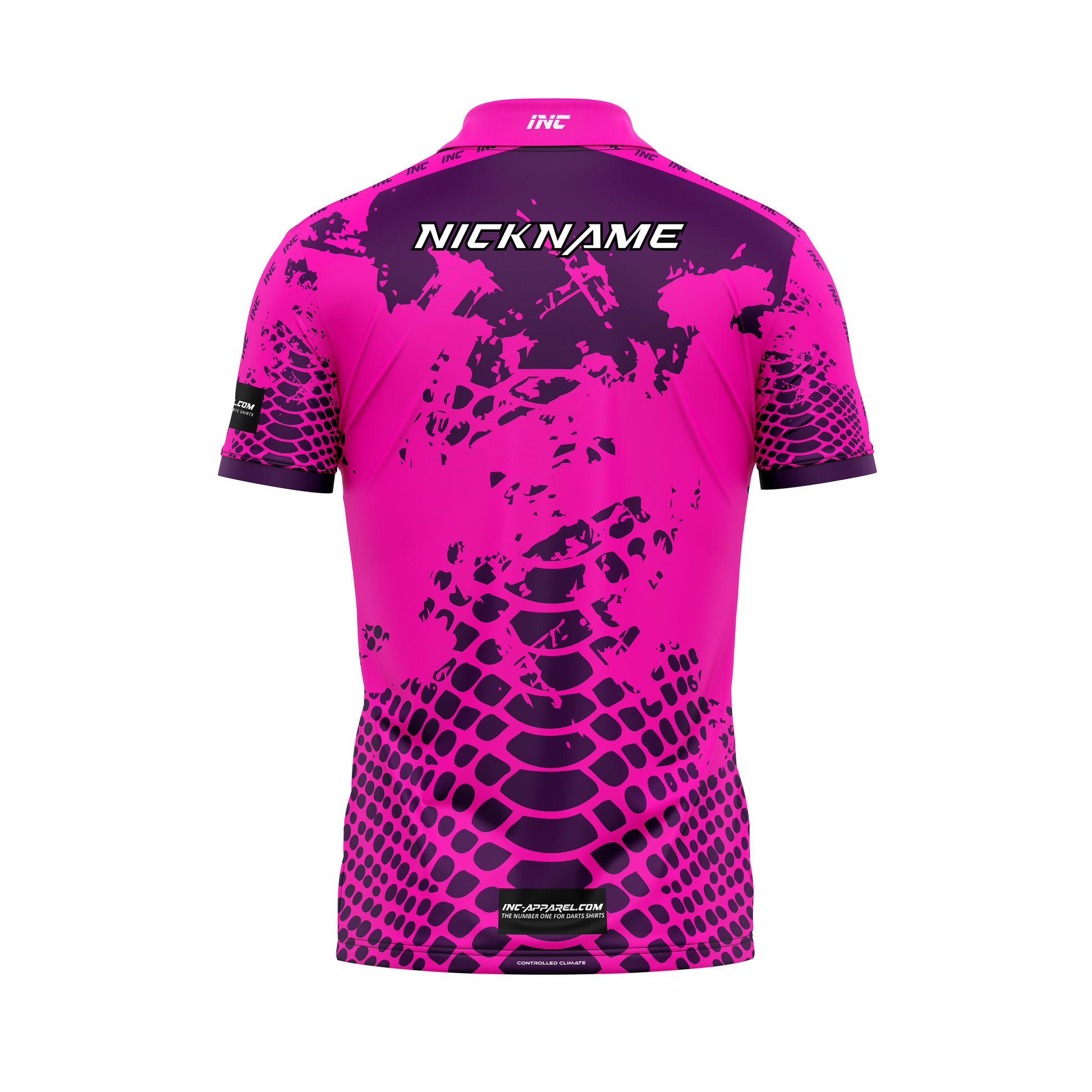 Venom Roseus Purpura Darts Zip Polo Shirt – Back View | INC-APPAREL