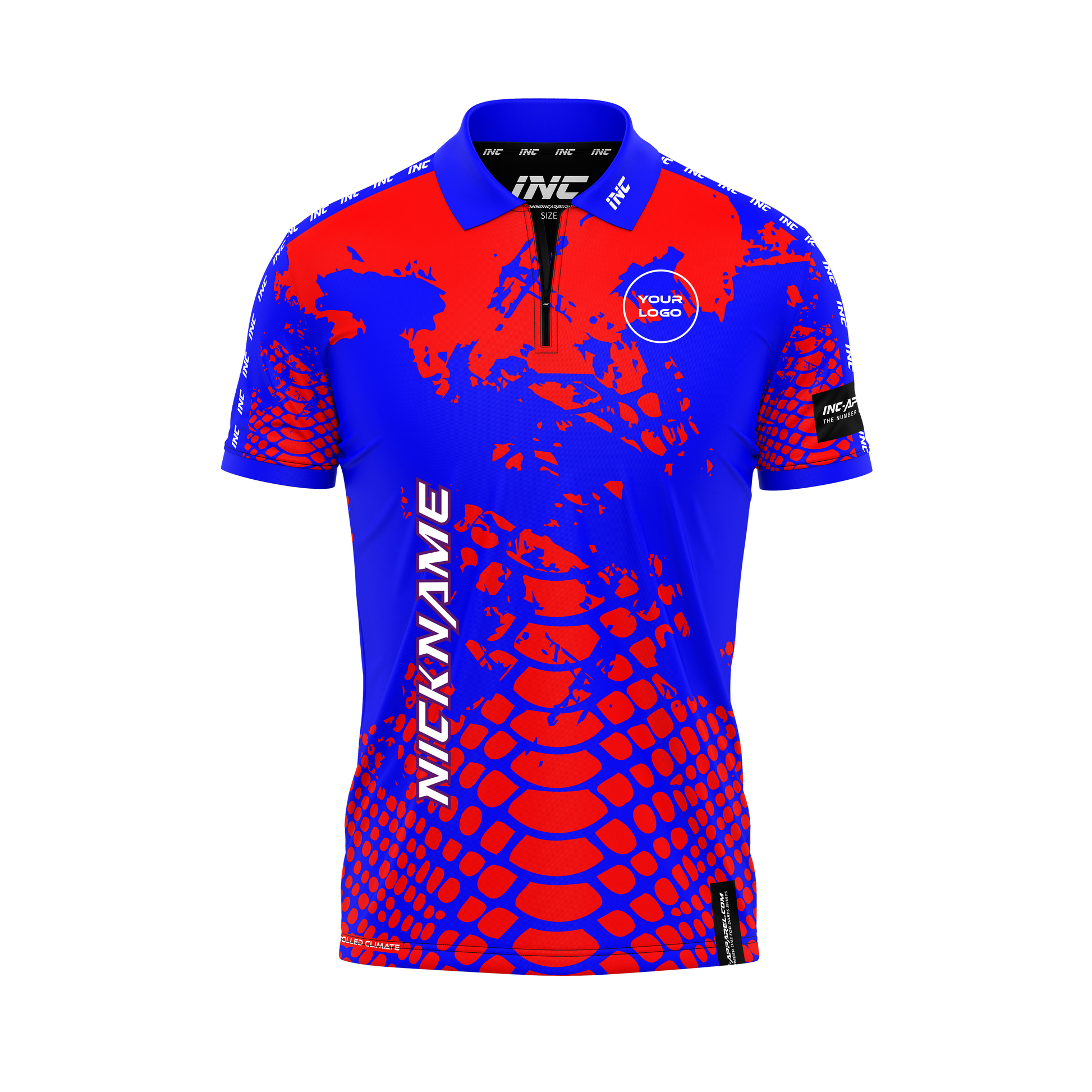 Venom Ruber Caeruleus Darts Zip Polo Shirt – Front View | INC-APPAREL
