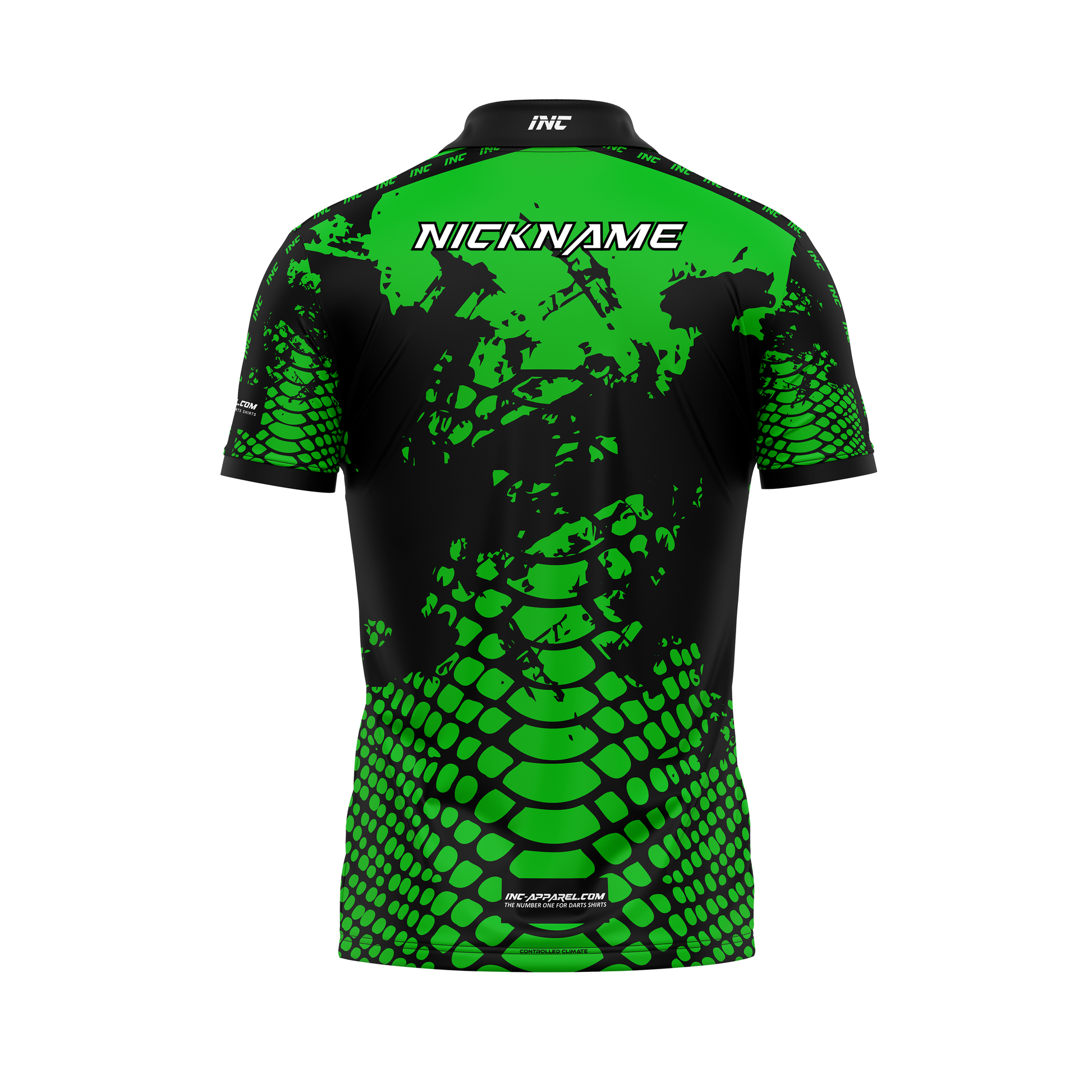 Venom Viridis Nigrum Darts Zip Polo Shirt – Back View | INC-APPAREL