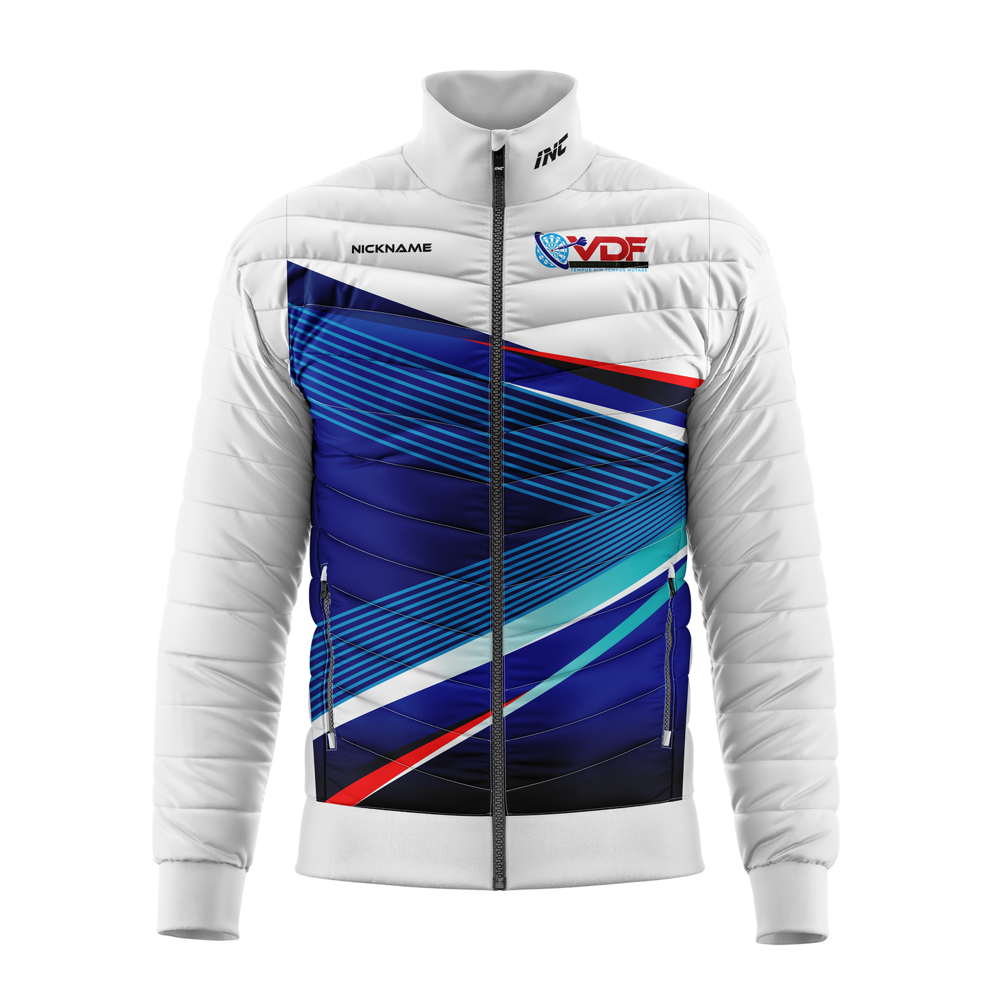Veterans Darts Foundation Puffer Jacket – Front View Featuring Insulated Design and Patriotic Branding | INC-APPAREL