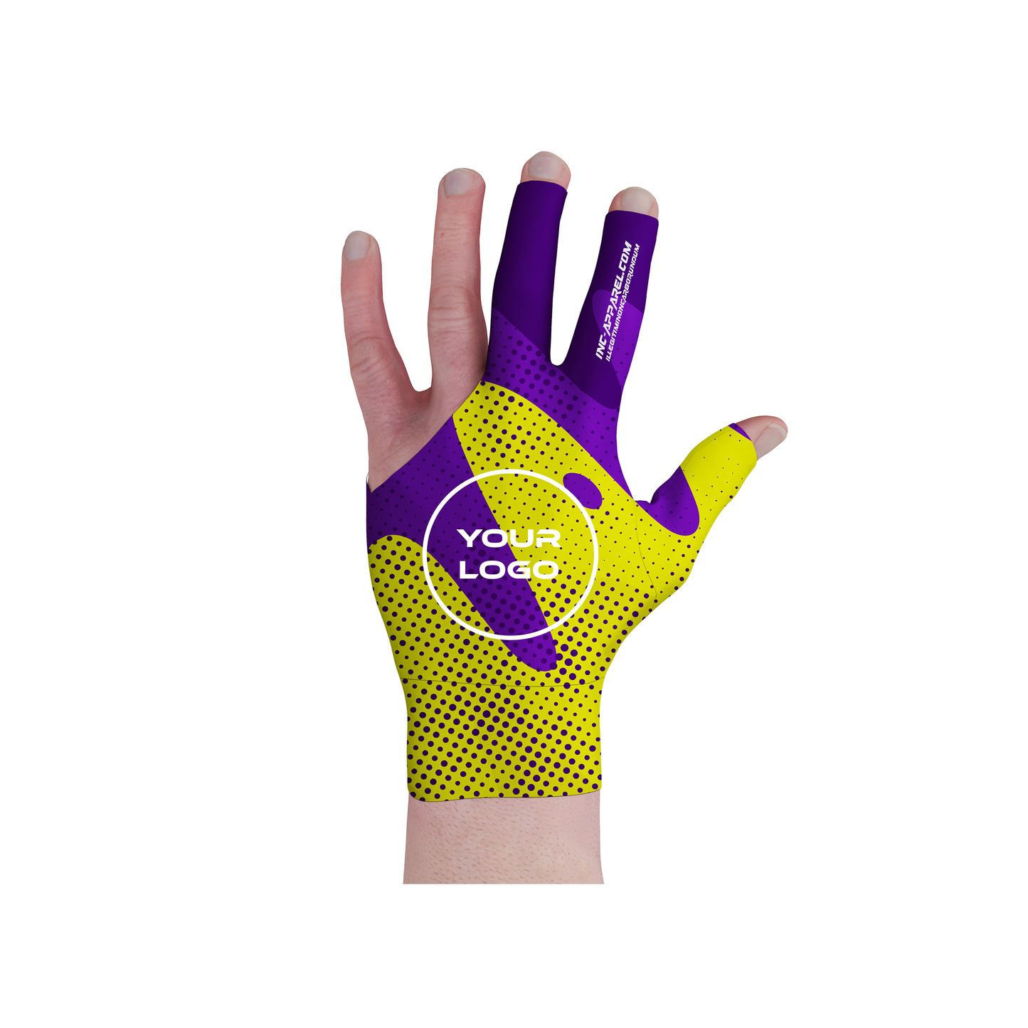 Wacky Purple and Yellow Pool Glove from INC-APPAREL – fun performance pool glove with non-slip palm and bold purple-yellow design.