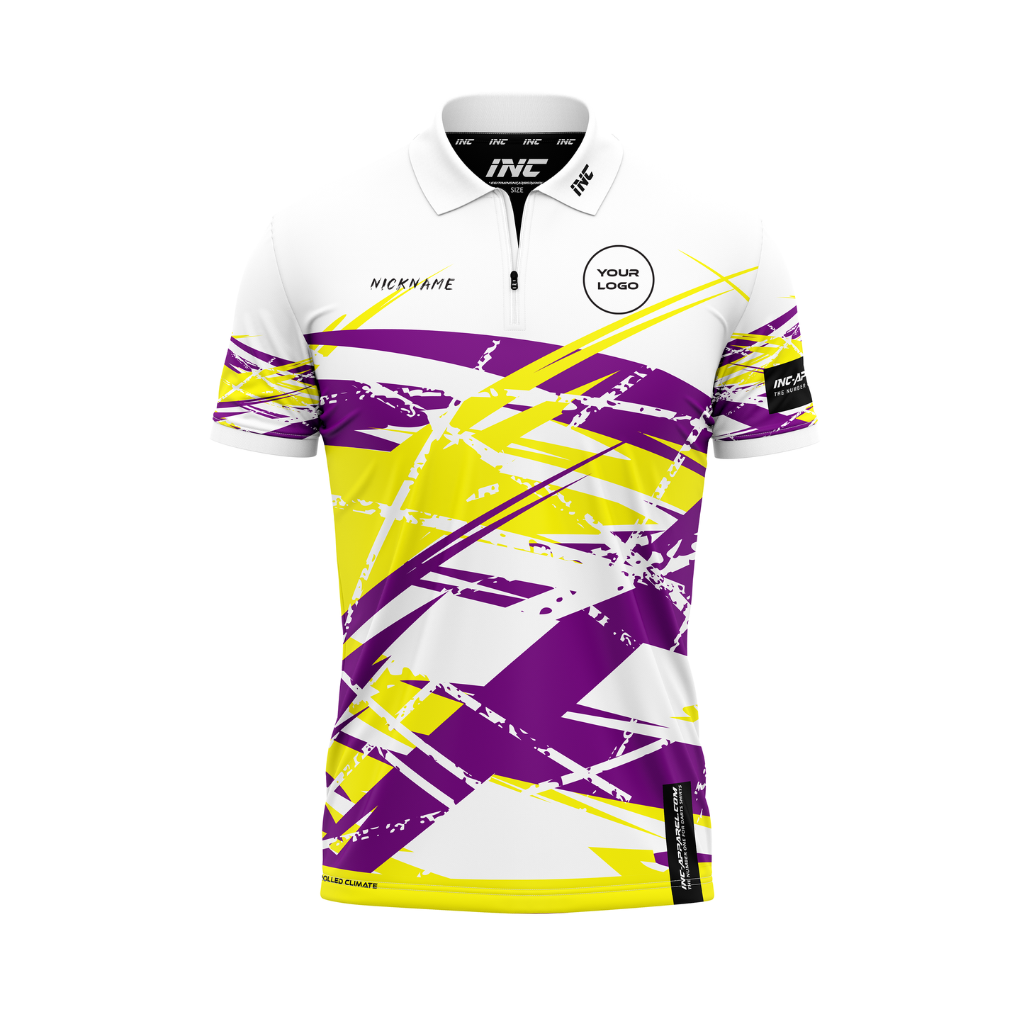 X Apollo Albus Darts Zip Polo Shirt – Front View | INC-APPAREL