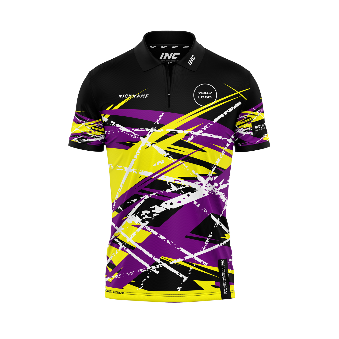 X Apollo Darts Zip Polo Shirt – Front View | INC-APPAREL