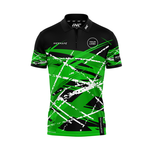 X Aurora Darts Zip Polo Shirt – Front View | INC-APPAREL