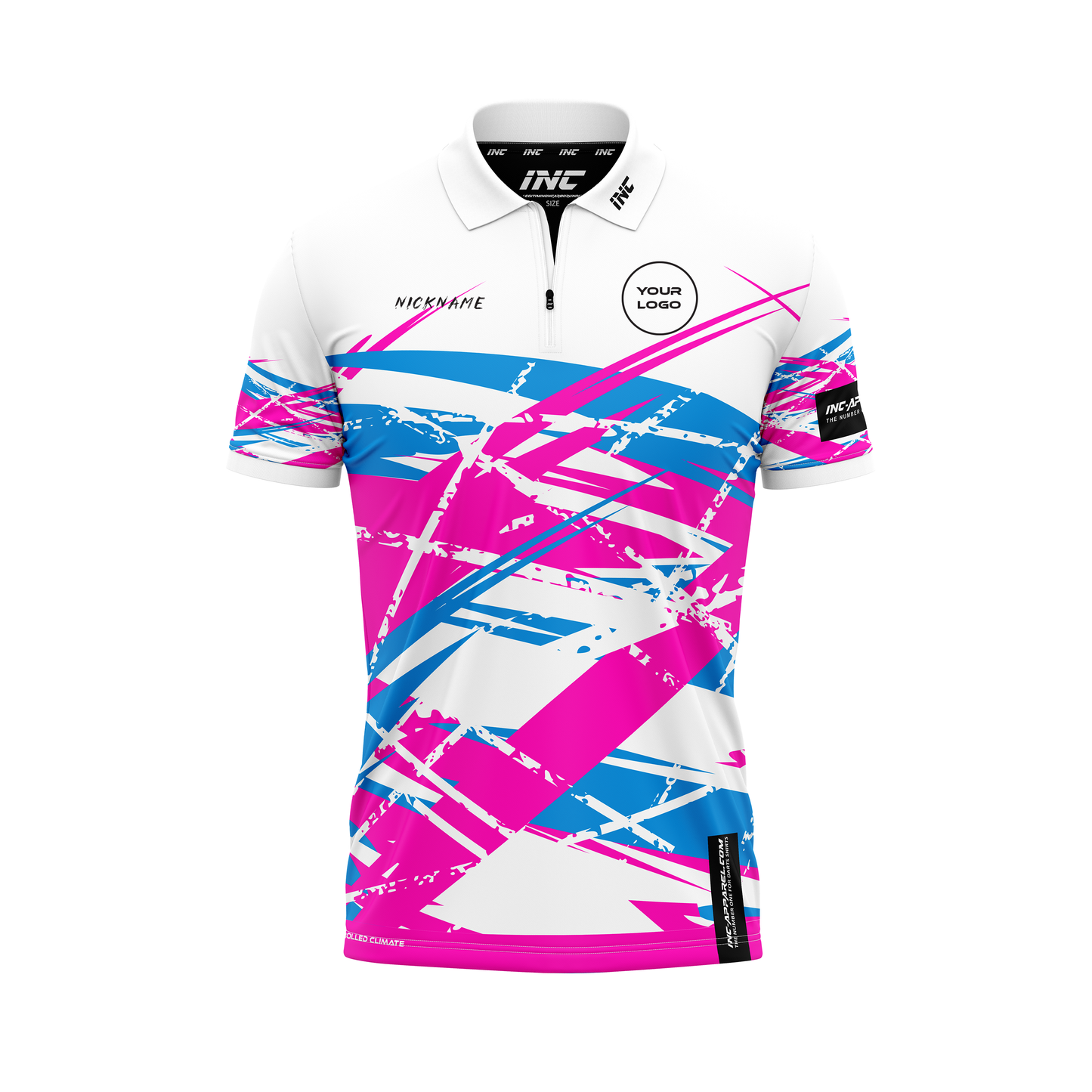 X Juno Albus Darts Zip Polo Shirt – Front View | INC-APPAREL