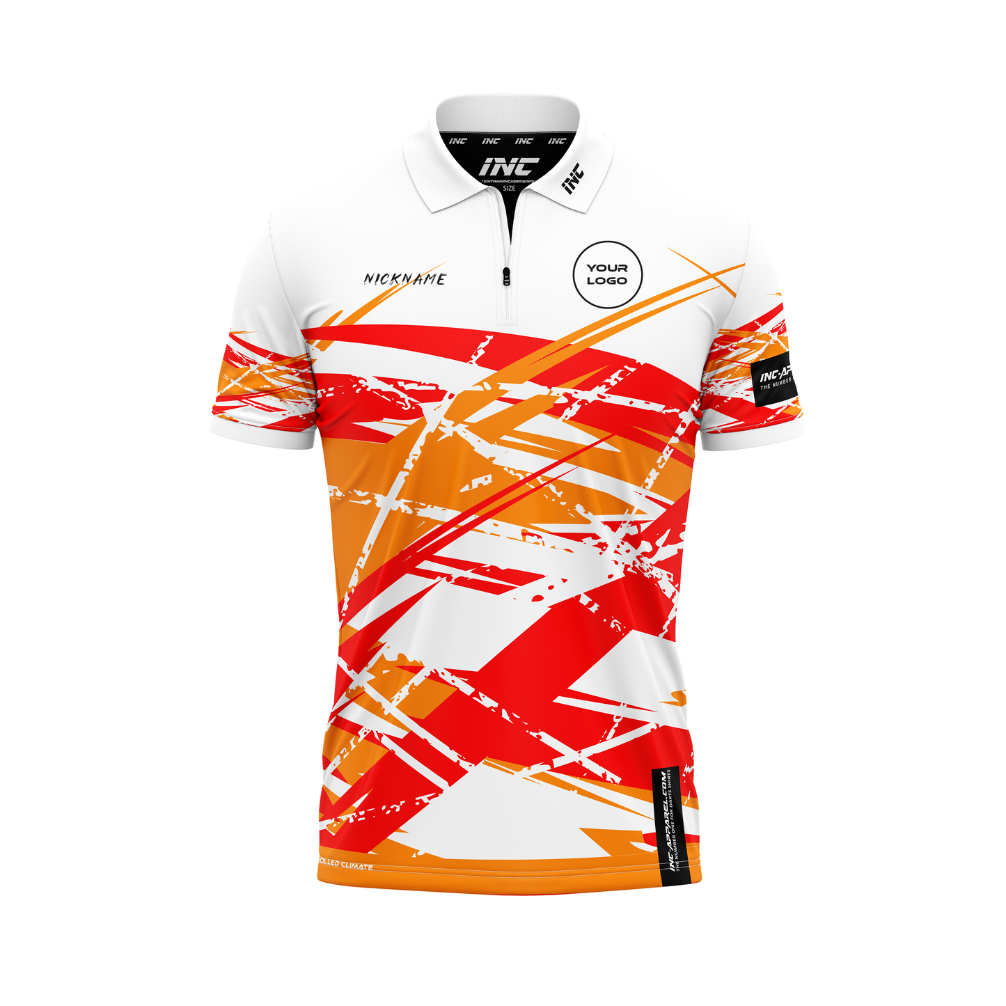 X Vesta Albus Darts Zip Polo Shirt – Front View | INC-APPAREL