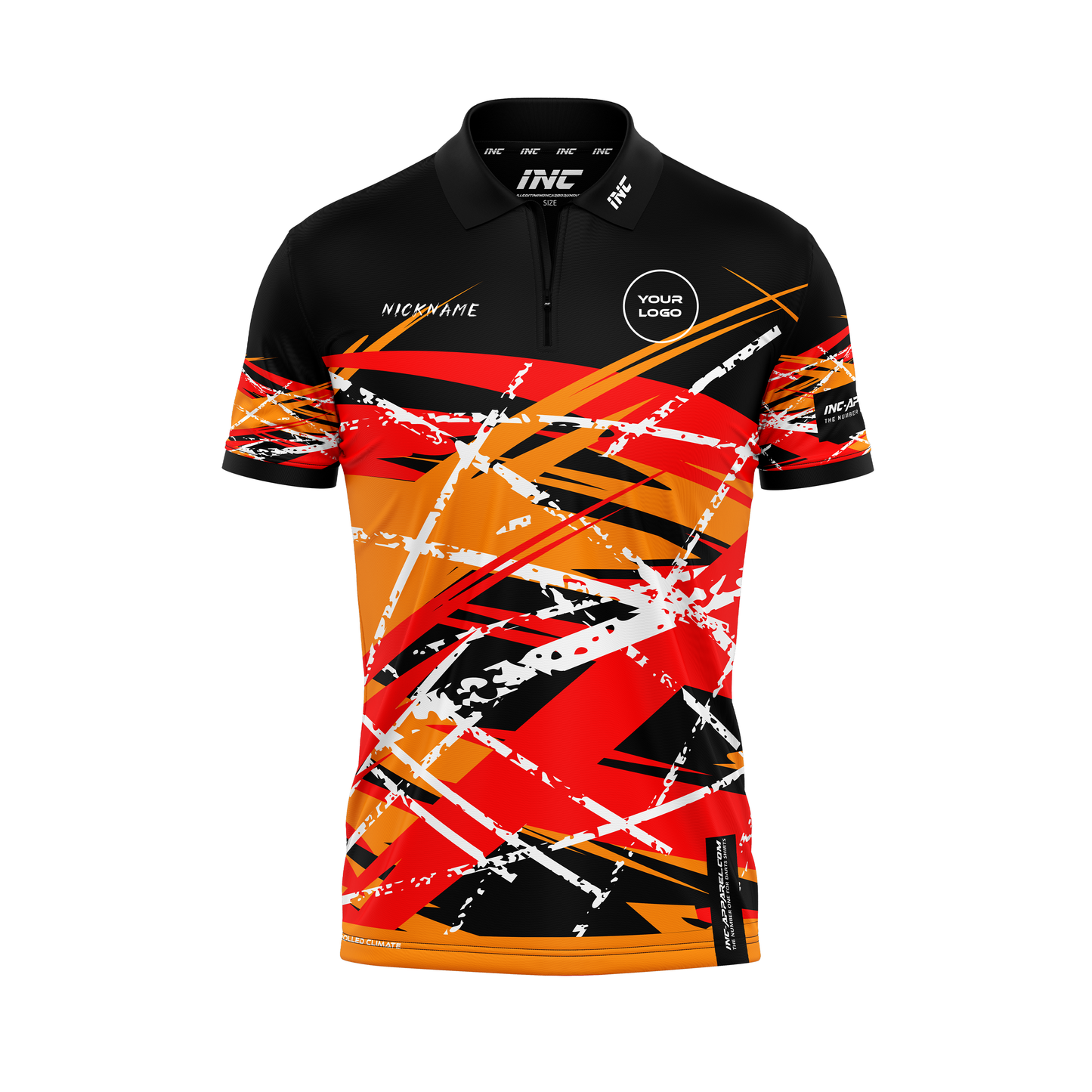 X Vesta Darts Zip Polo Shirt – Front View | INC-APPAREL