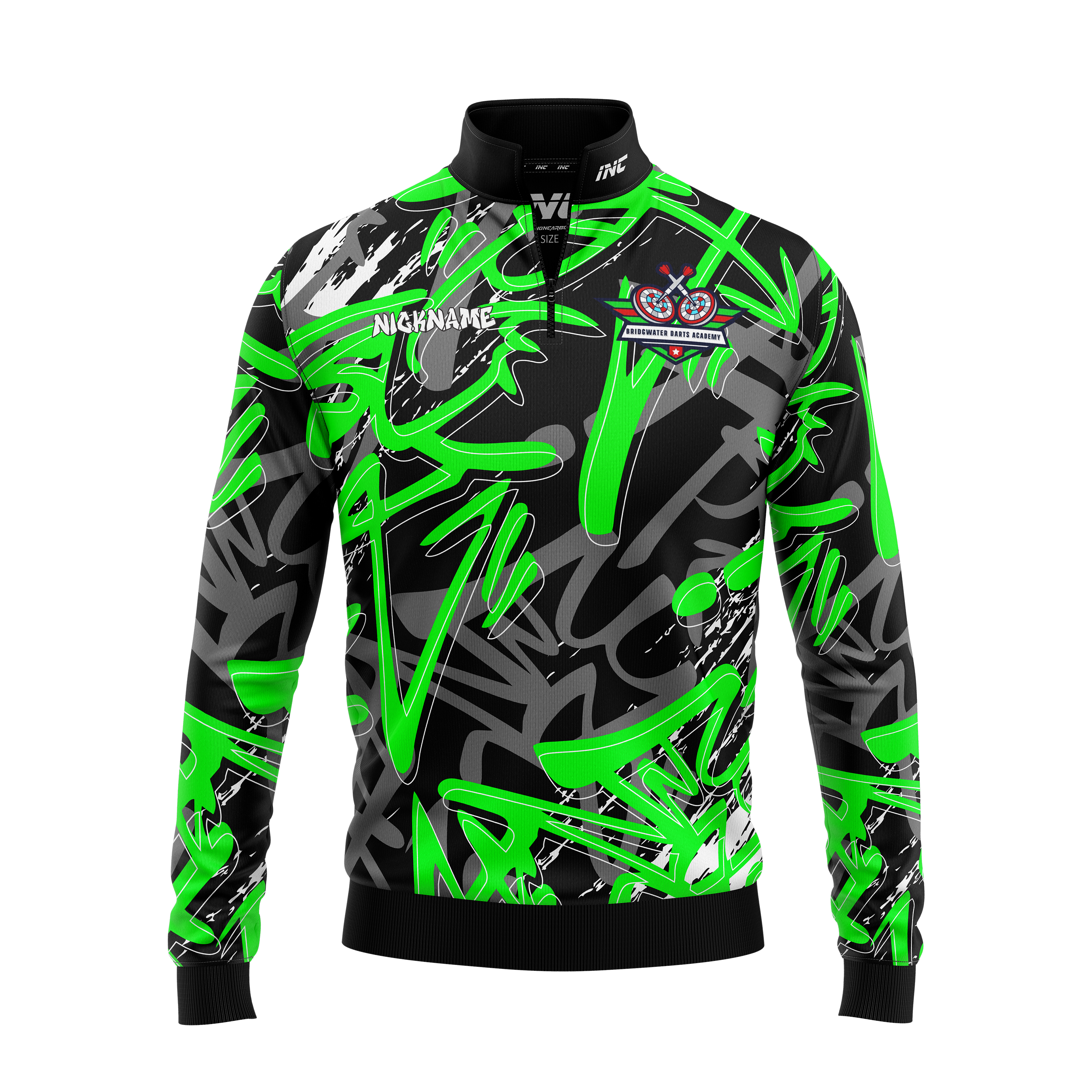 Bridgwater JDC Darts Academy Quarter Zip Midlayer – Front View | INC-APPAREL