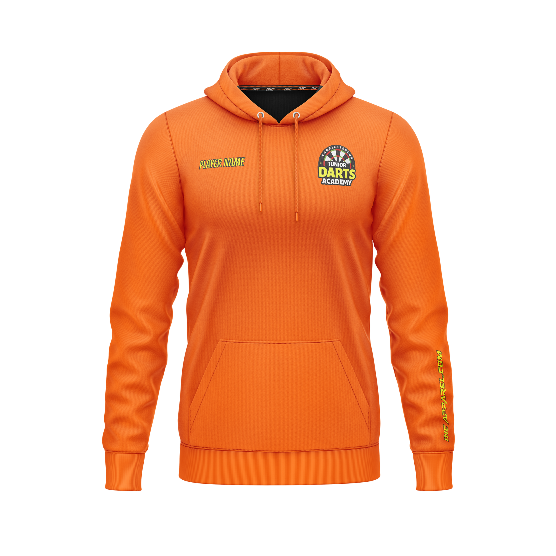 Carrickfergus Junior Darts Academy Hoodie – Front View | INC-APPAREL