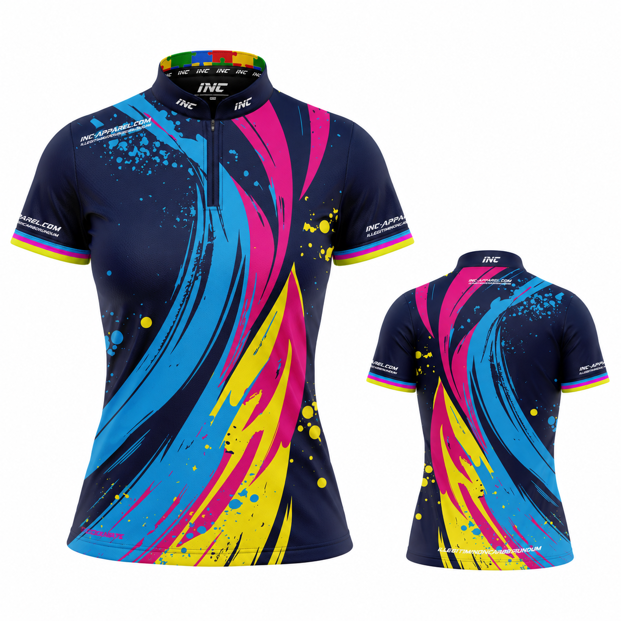 Infinita Blue Rainbow Swoosh Unisex Darts/Pool Shirt - Womens