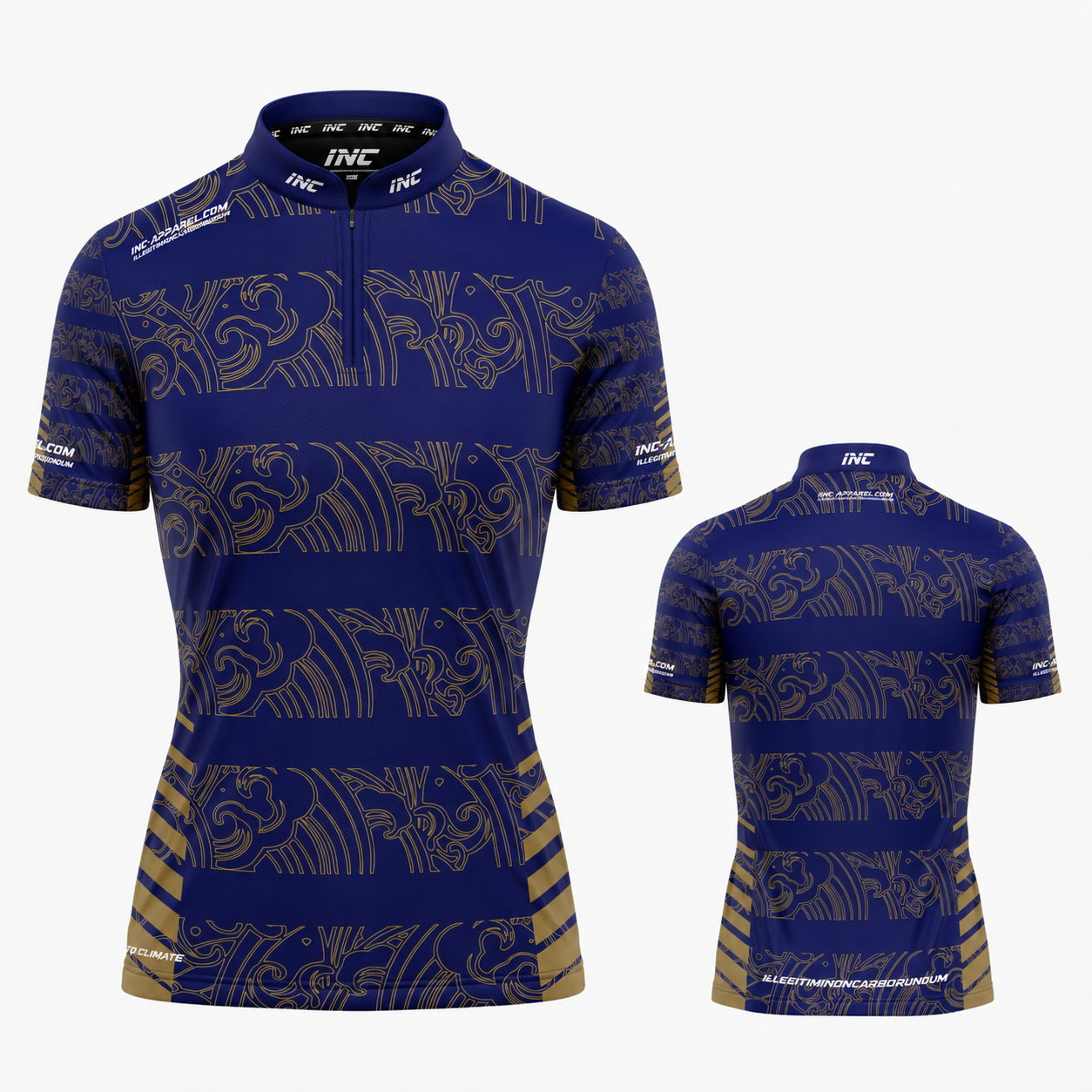 Elegantia Blue and Gold Darts/Pool Shirt - Womens