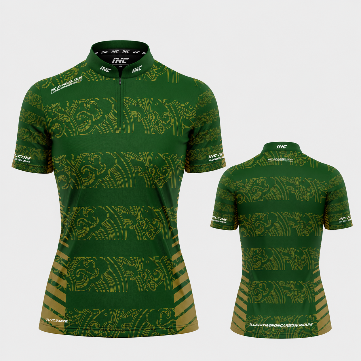 Elegantia Green and Gold Darts/Pool Shirt - Womens