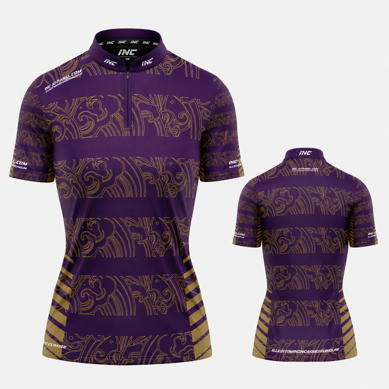 Elegantia Purple and Gold Darts/Pool Shirt - Womens