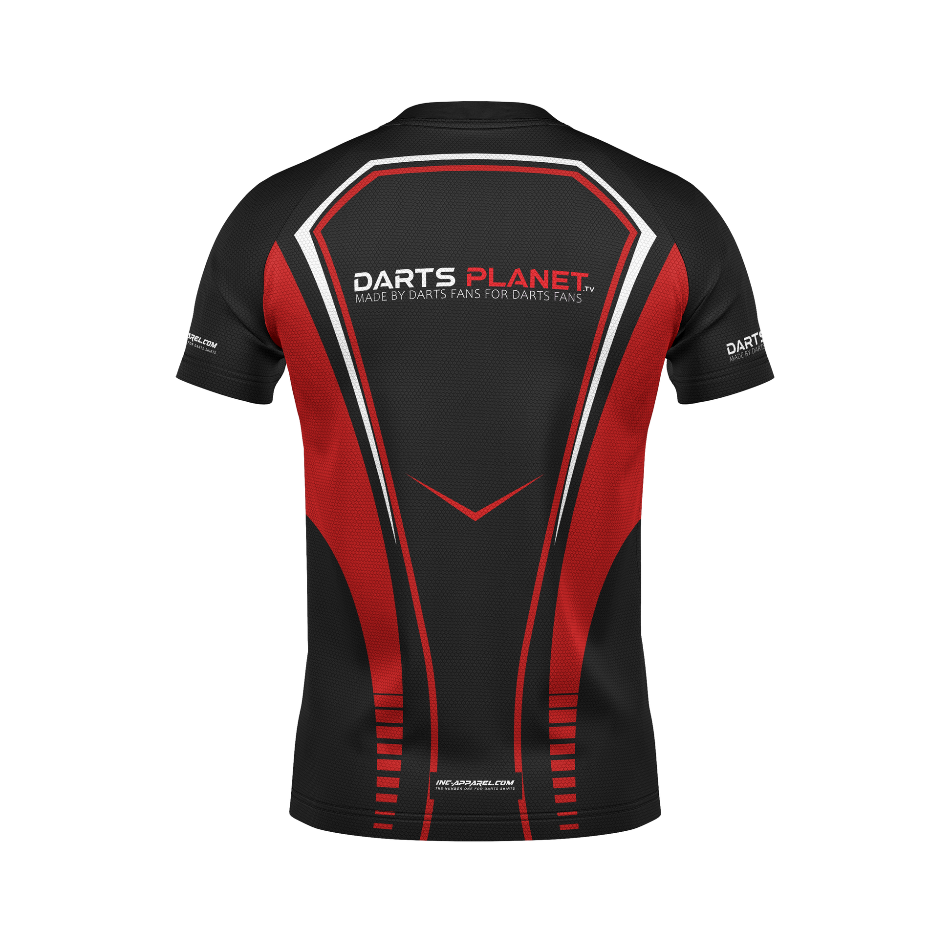 Customisable Darts Planet TV training tee – back view with nickname space