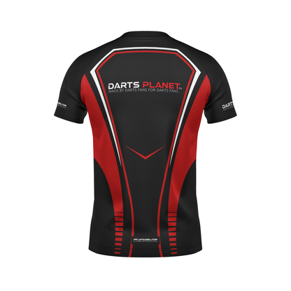 Customisable Darts Planet TV training tee – back view with nickname space