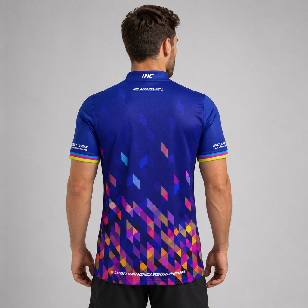 Infinita Blue Rainbow Pixel Darts/Pool Shirt - Mens/Youth