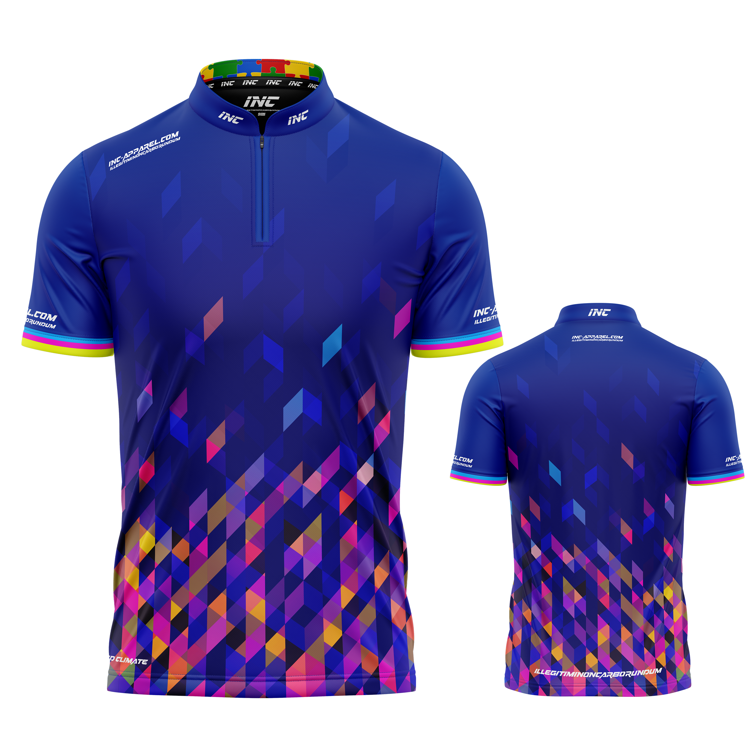 Infinita Blue Rainbow Pixel Unisex Darts and Pool Shirt by INC-APPAREL