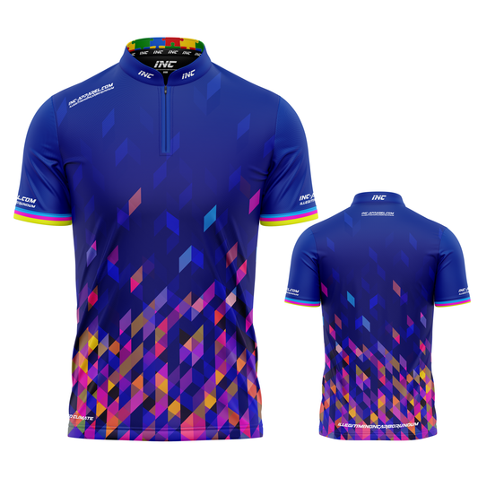 Infinita Blue Rainbow Pixel Unisex Darts and Pool Shirt by INC-APPAREL