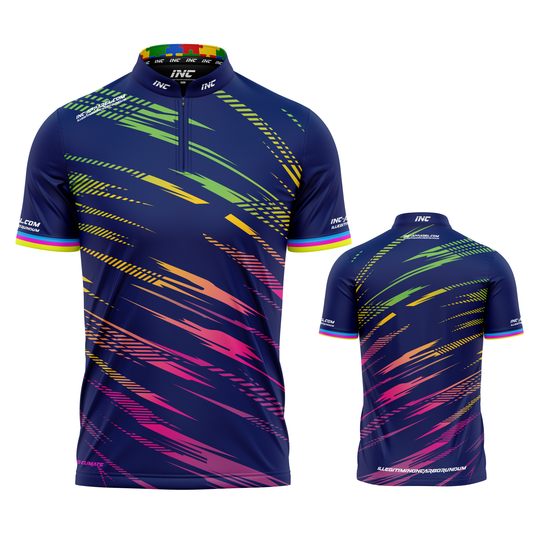 Infinita Blue Rainbow Streaks Unisex Darts and Pool Shirt by INC-APPAREL