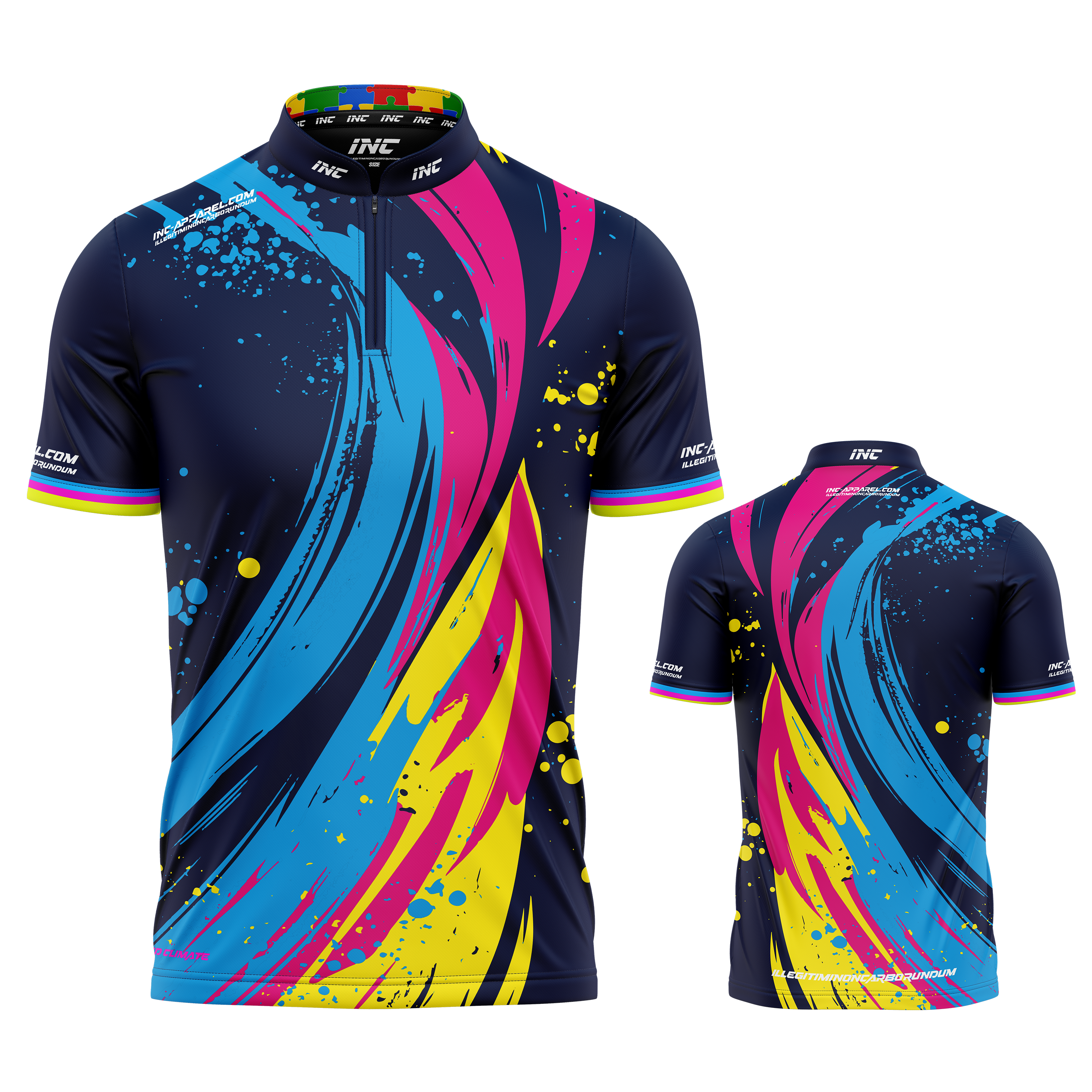 Infinita Blue Rainbow Swoosh Unisex Darts and Pool Shirt by INC-APPAREL