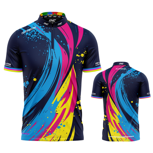 Infinita Blue Rainbow Swoosh Unisex Darts and Pool Shirt by INC-APPAREL