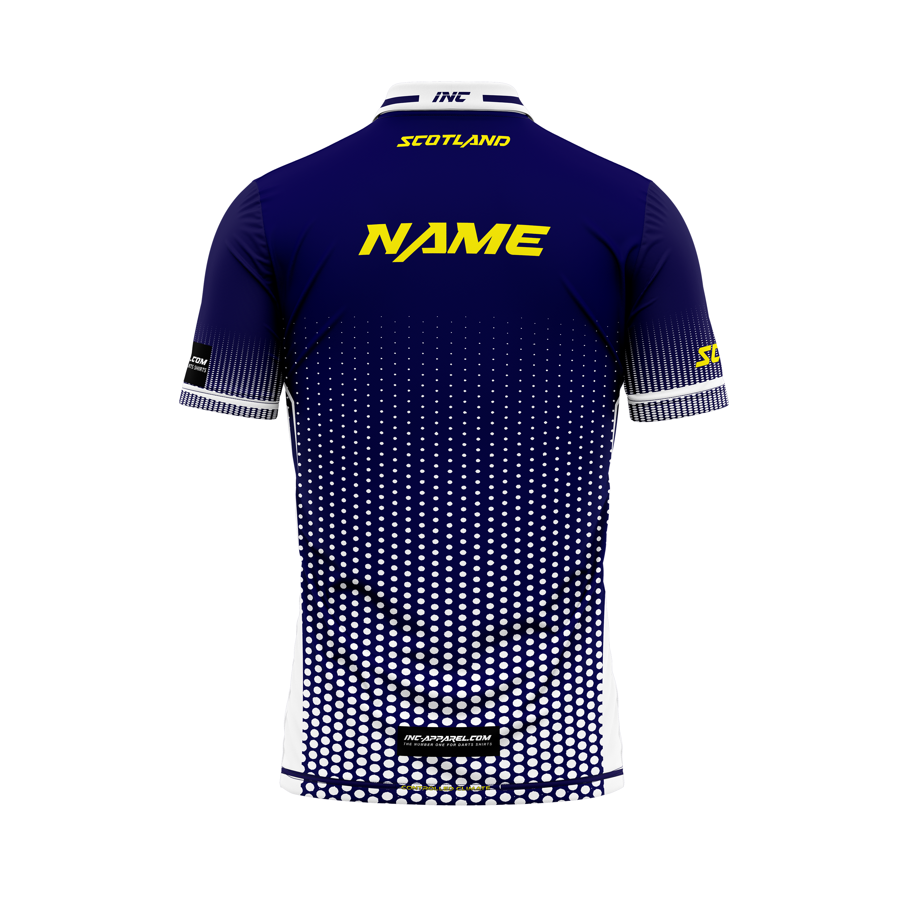 Junior Darts Corporation Scotland Polo Gibraltar Darts Shirt – Blue (Craig) – Back View | INC-APPAREL