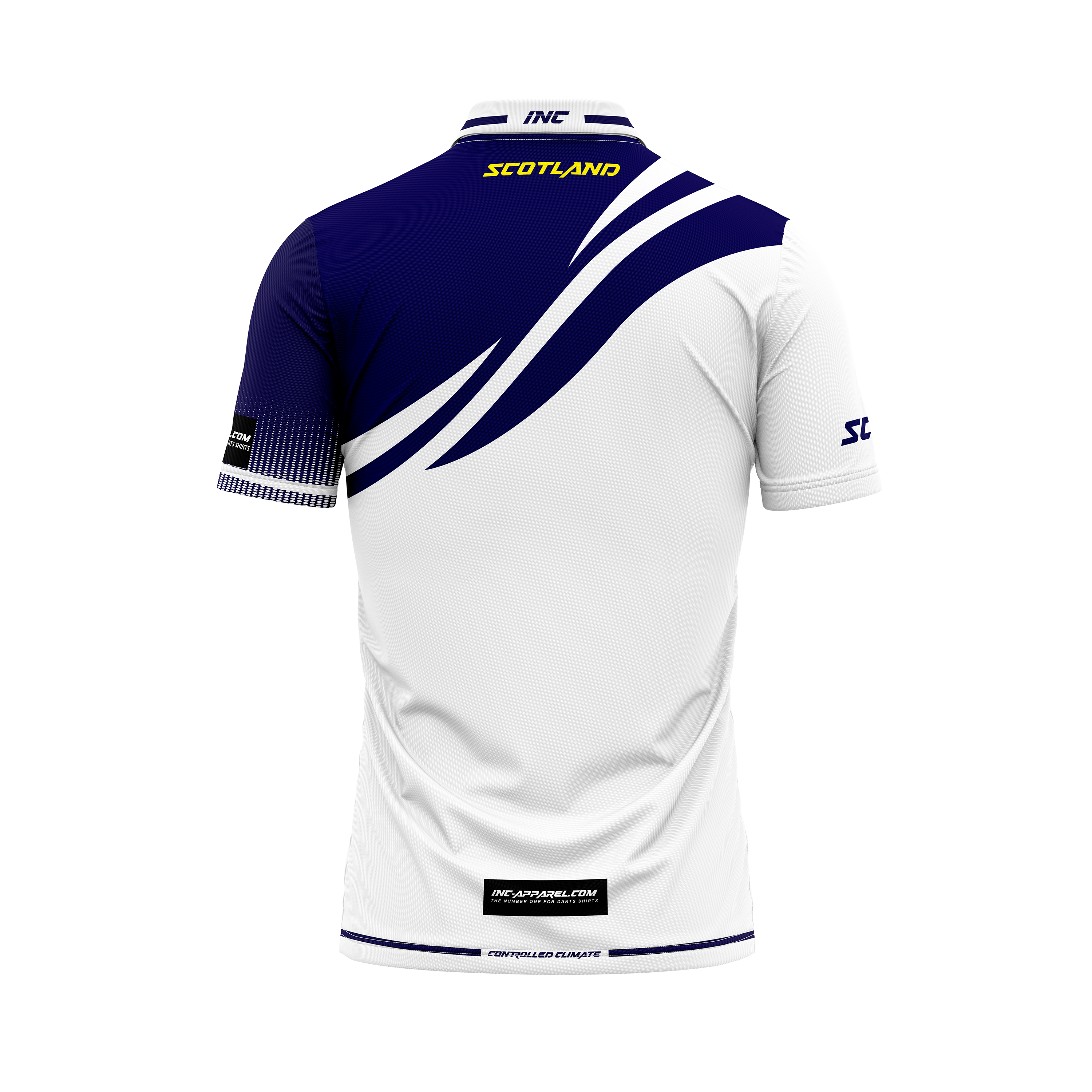 Junior Darts Corporation Scotland Polo Gibraltar Darts Shirt – White (Craig) – Back View | INC-APPAREL
