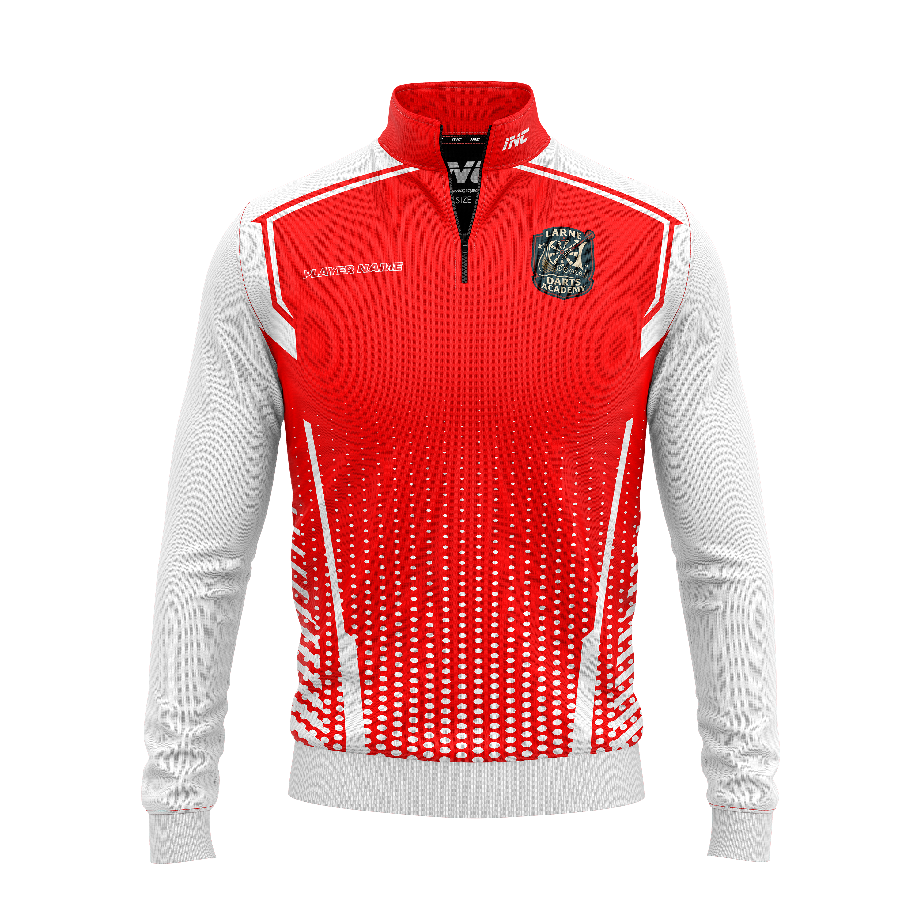 Larne Darts Academy Quarter Zip Midlayer – Front View | INC-APPAREL