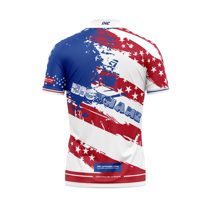 Libertas Classica USA Darts Zip Polo Shirt – Back View | INC-APPAREL