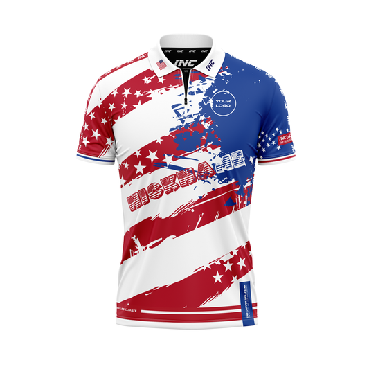 Libertas Classica USA Darts Zip Polo Shirt – Front View | INC-APPAREL
