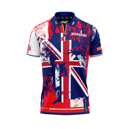 Magna Britannia Darts Zip Polo Shirt – Front View | INC-APPAREL