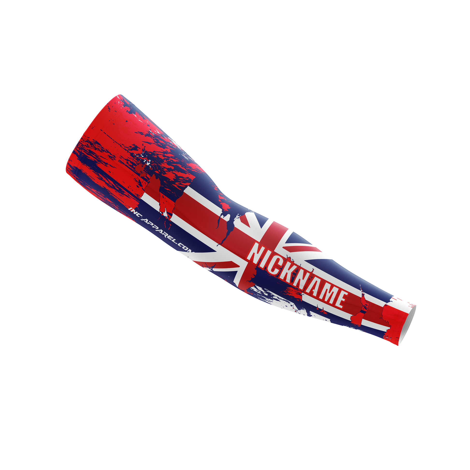 Magna Britannia Pool Sleeve with a Union Jack design on a white compression sleeve, for enhanced performance in cue sports | INC-APPAREL