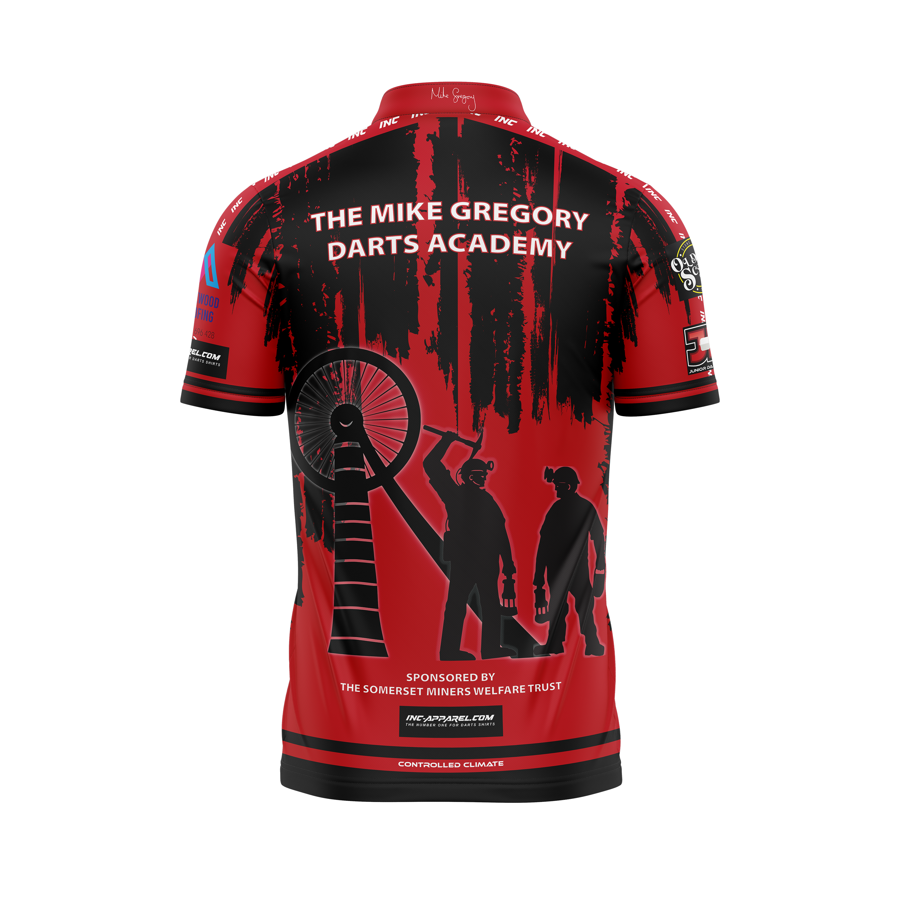 Official Mike Gregory JDC Darts Academy PRO1 Darts Shirt – Back View | INC-APPAREL