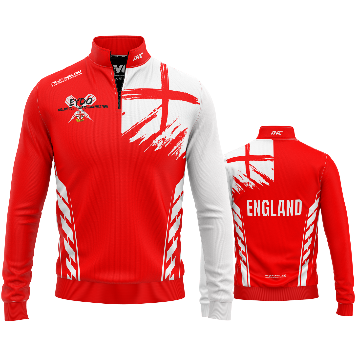 Official England Youth Darts Organisation Quarter Zip Midlayer from INC-APPAREL