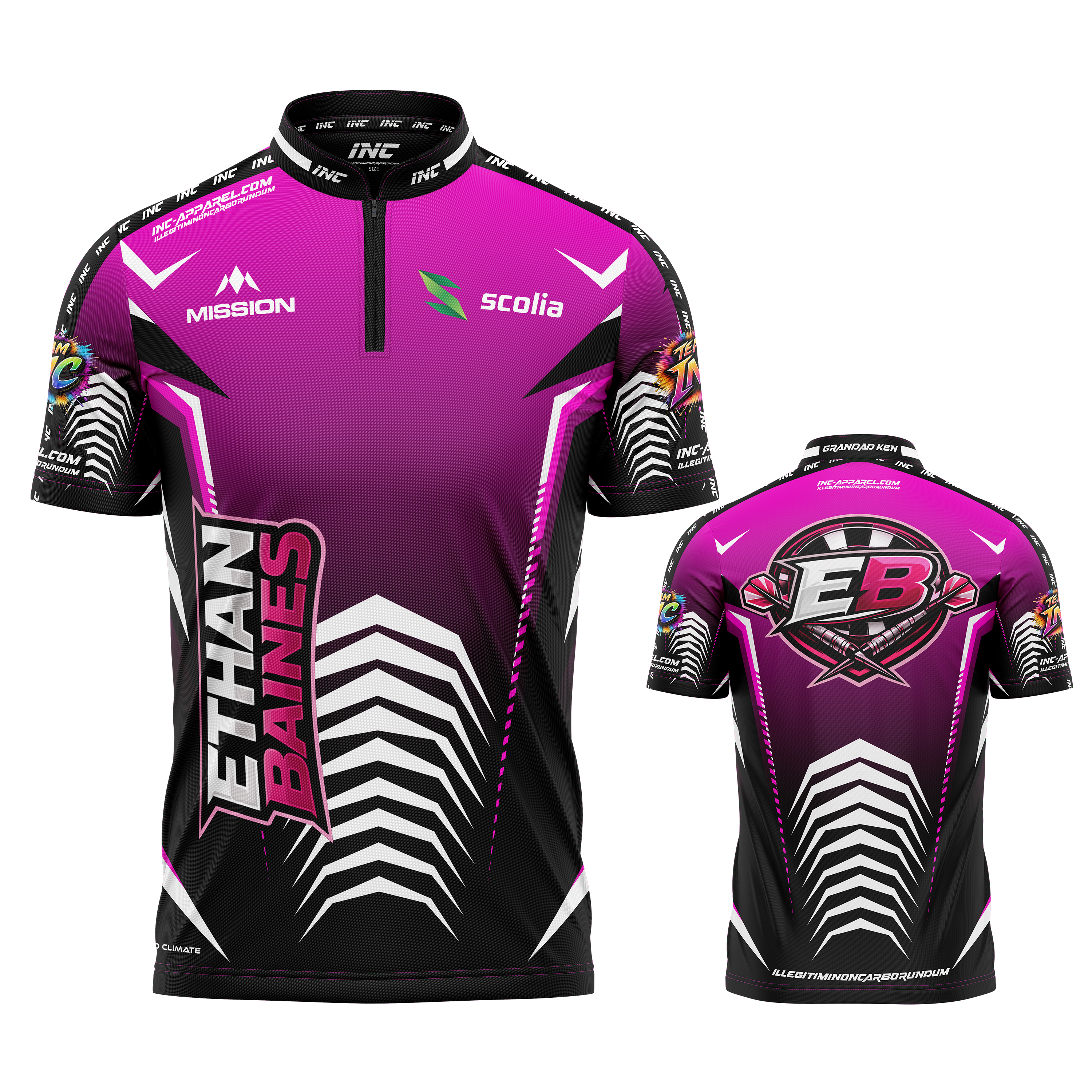 Official Ethan Baines Pink and Black Darts Shirt from INC-APPAREL