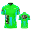 Official Ethan Baines neon green neon blue darts shirt