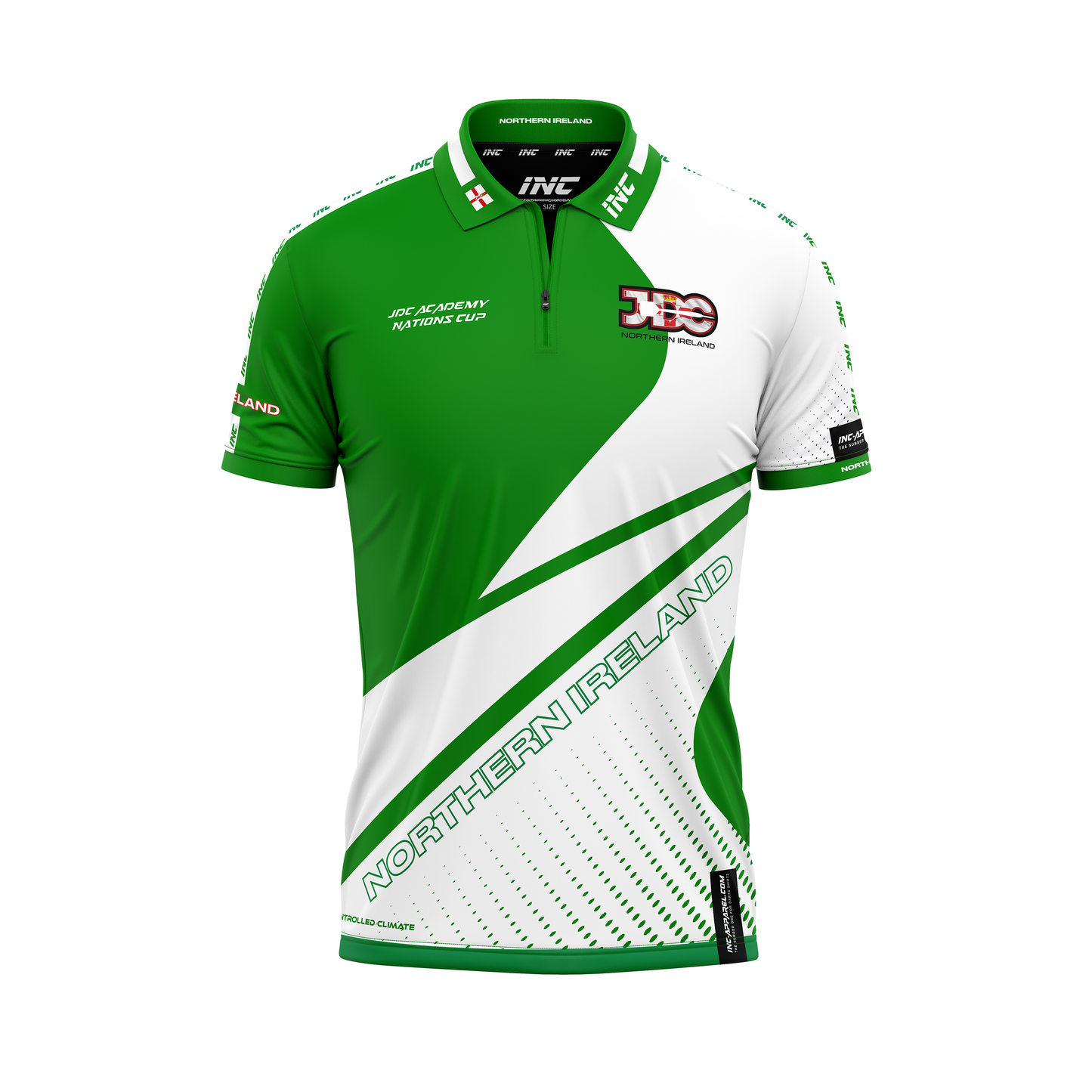Official JDC Northern Ireland Nations Cup Zip Polo Shirt – Front View | INC-APPAREL