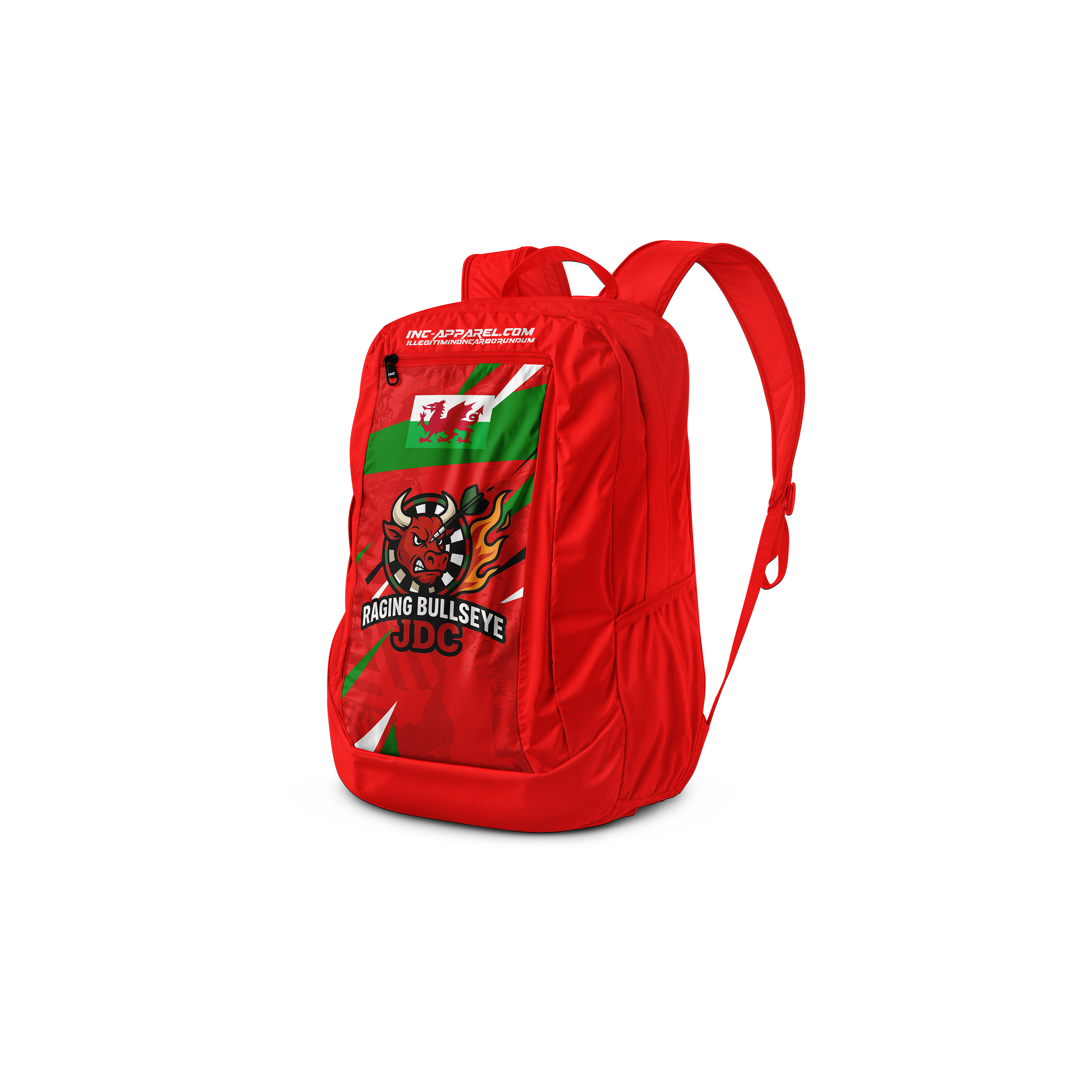 Official Raging Bullseye JDC Backpack from INC-APPAREL – junior darts academy backpack with official branding.