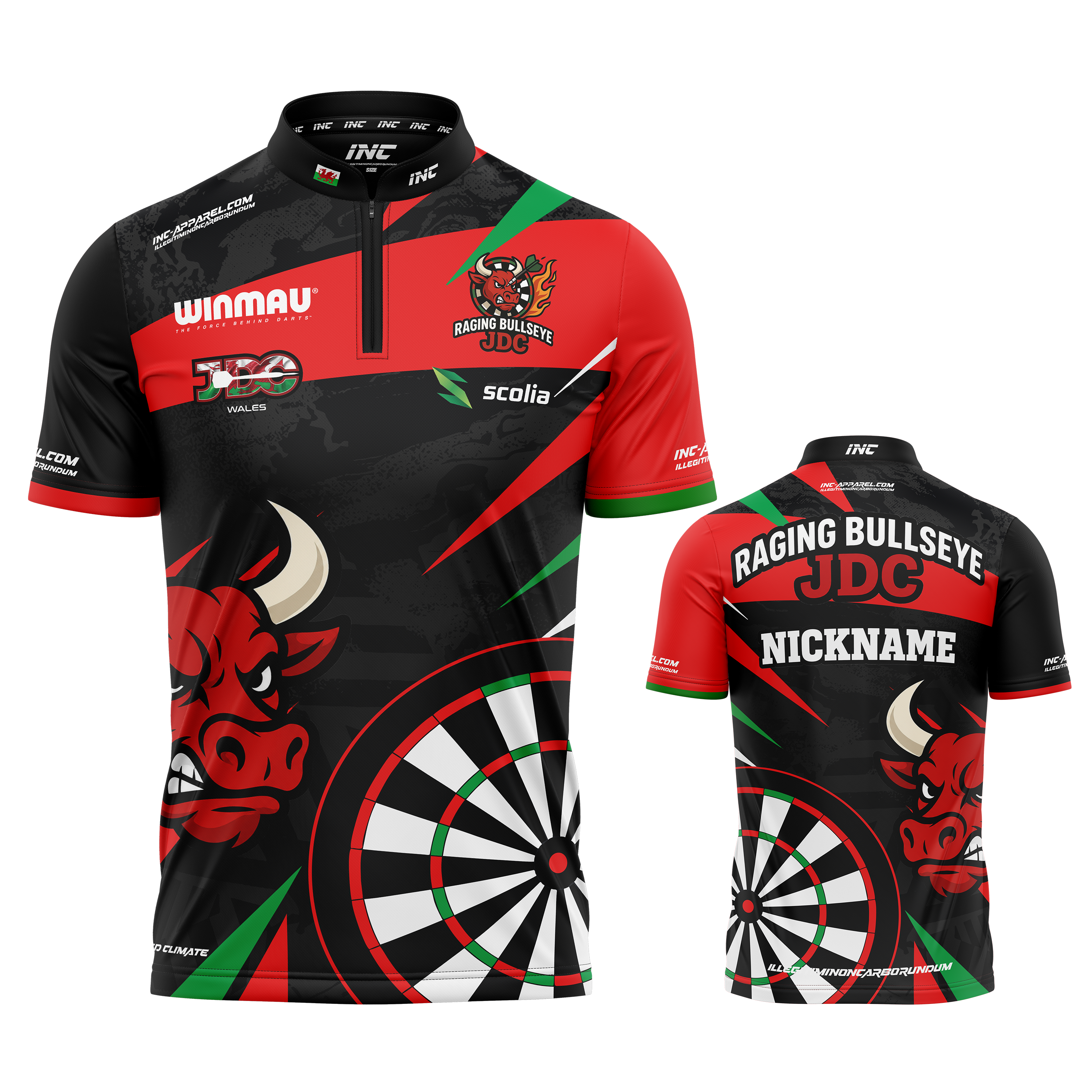 Official Raging Bullseye JDC Black Darts Shirt from INC-APPAREL