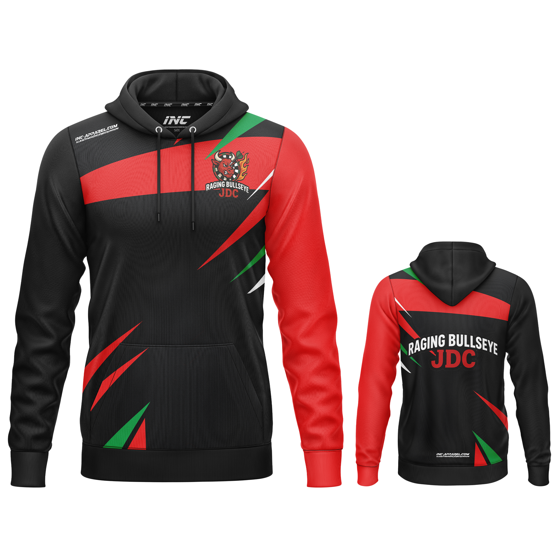 Official Raging Bullseye JDC Black Hoodie from INC-APPAREL