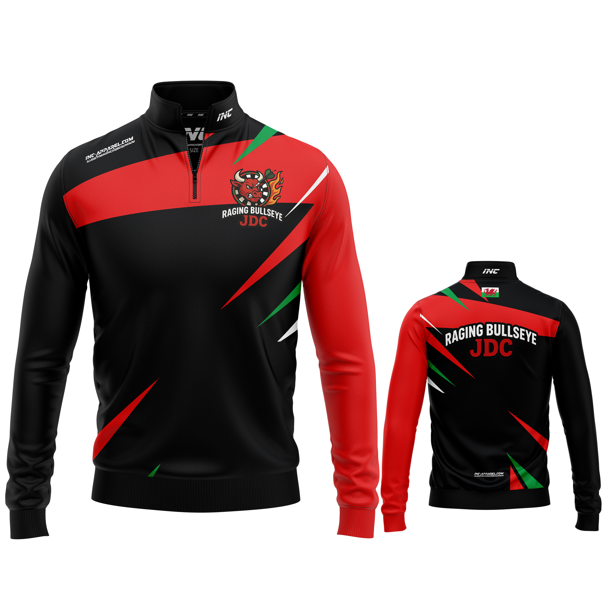Official Raging Bullseye JDC Black Quarter Zip Midlayer from INC-APPAREL