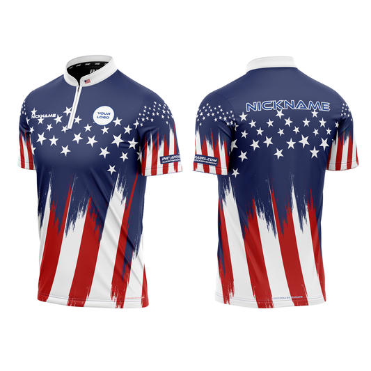 Tirator Stellarum et Vexilli XPRO Collar Custom Pool Shirt USA – Front and Back View | INC-APPAREL