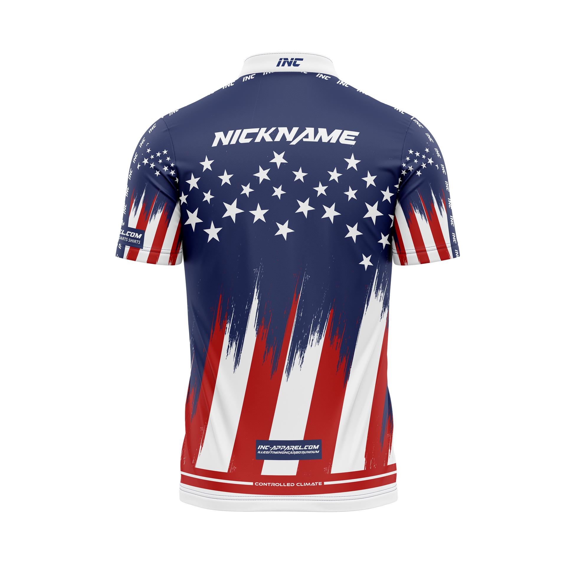 Tirator Stellarum et Vexilli XPRO Collar Custom Pool Shirt USA – Back View | INC-APPAREL
