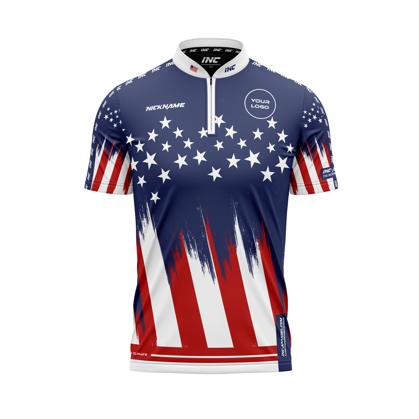 Tirator Stellarum et Vexilli XPRO Collar Custom Pool Shirt USA – Front View | INC-APPAREL